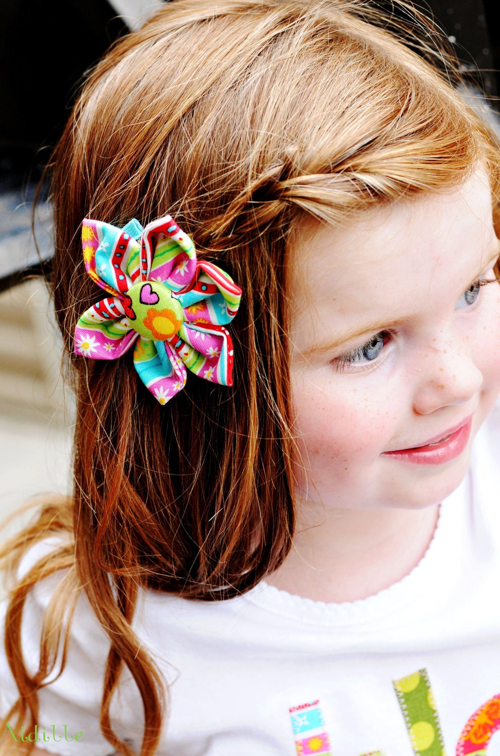 Happy Striped Petal Flower Hair Clip