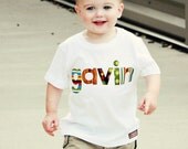 Boy Name Shirt Personalized Top Up to 7 Letters Appliqued