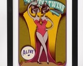 Beloved Siamese Twins 11x17 Limited Edition Signed Fine Art Circus Cat Sideshow Print