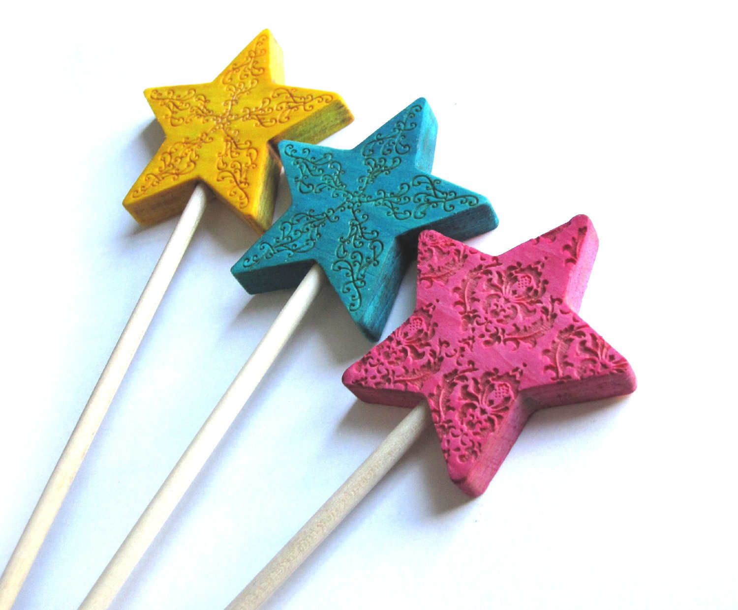 Room decor fairy theme magic bright colors wands fairy wand three pink blue yellow