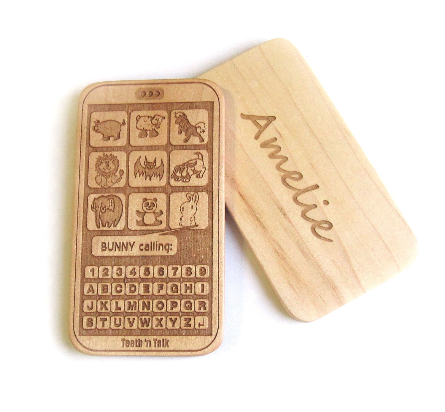 Smartphone teether personalized Cell phone toy teething toy bunny calling waldorf
