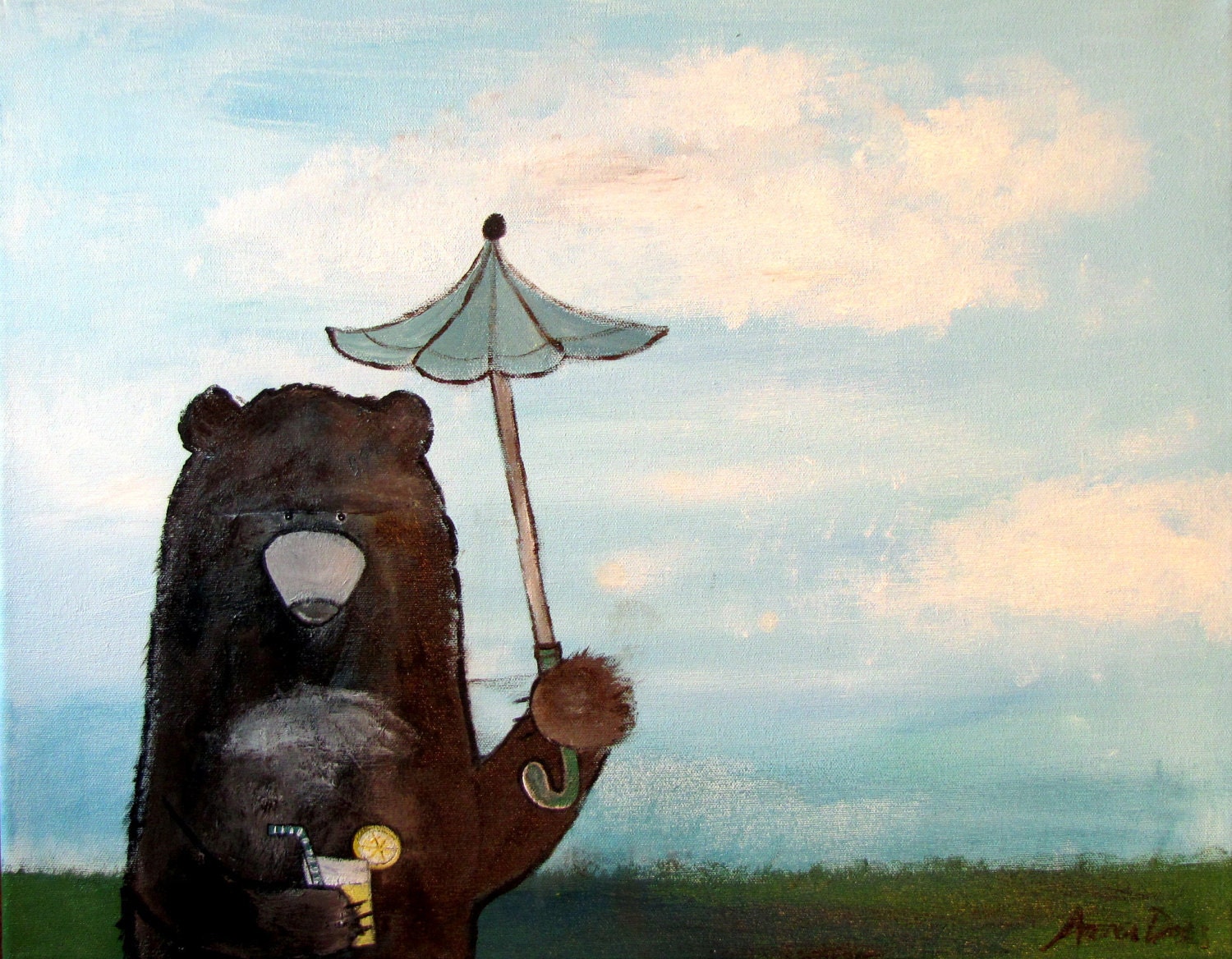 Woodland Bear, Whimsical Childrens Decor, Kids Room Art