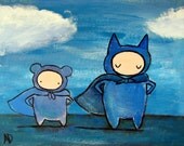 Whimsical Superhero Nursery Decor 12 x 9, Artwork for Kids, Boys Room