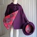 Girls Coat and Beret in Plum with Owl Print Lining