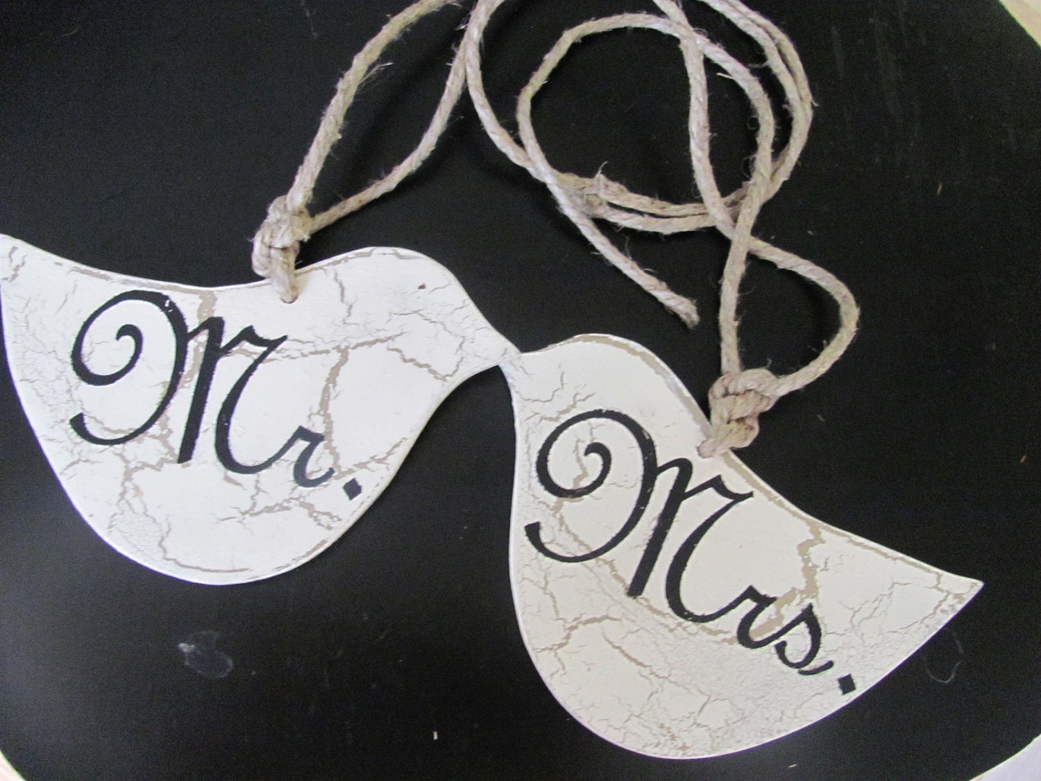 MR / MRS 7 x 5 Love Birds Chair Signs WEDDING Signs Hand Painted  Personalized with Initials and Date