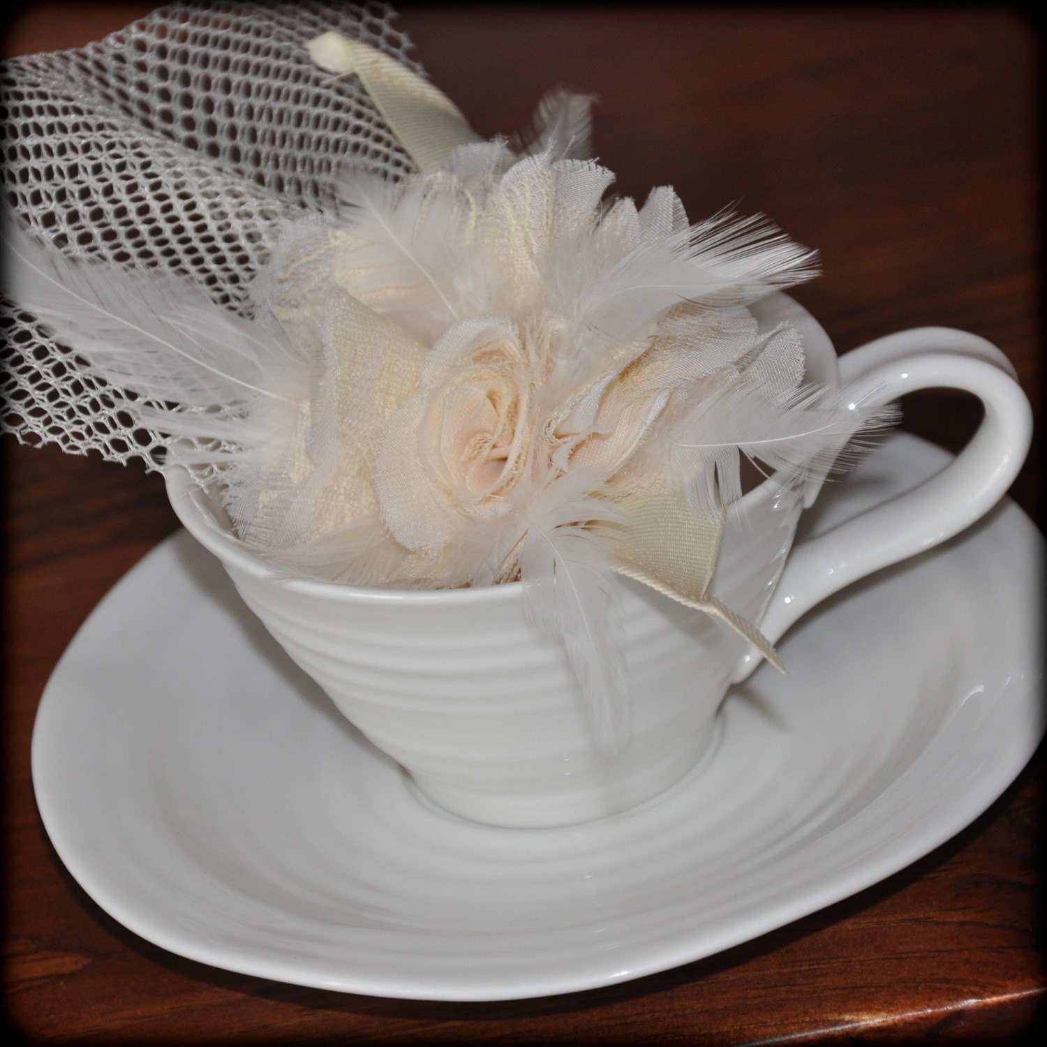 SALE - Ivory Feather Bridal Hair Flower