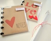 LOVE NOTES - set of 2 mini kraft notebooks valentines heart love gift