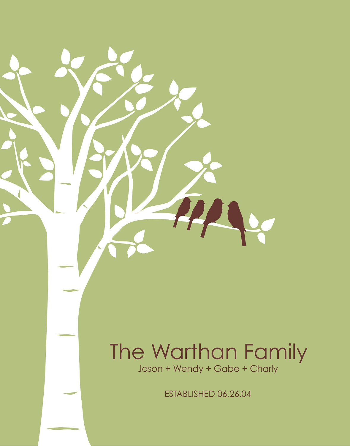 Love 1 Corinthians 13 Print - Custom Love Bird Family Tree and In Our Home Family Rules - 11x14 Prints - set of 3