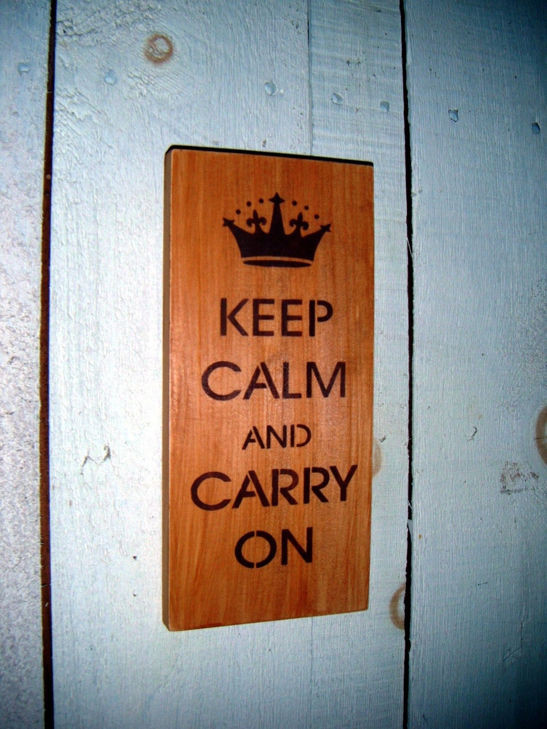 Rustic Keep Calm and Carry On Sign - Popular fun British saying - Great guy gift for his man cave, bar, cabin, lake house