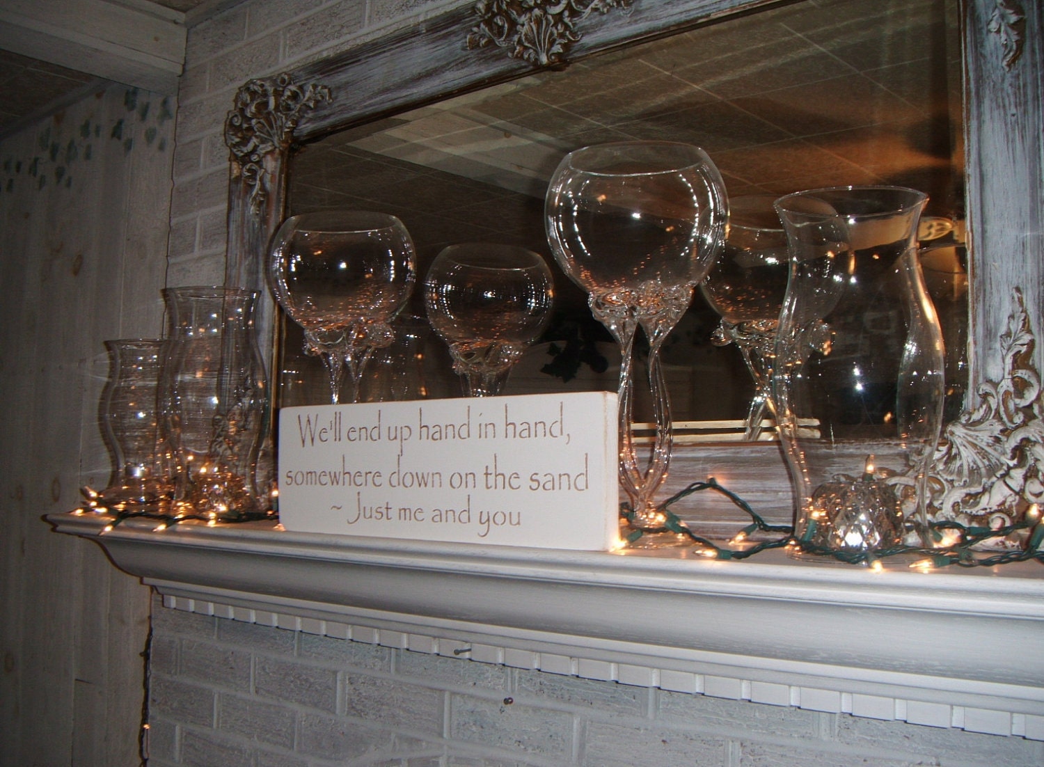 Beach Wedding decoration, wedding signs, "We'll end up hand in hand, somewhere down on the sand, Just me and you"