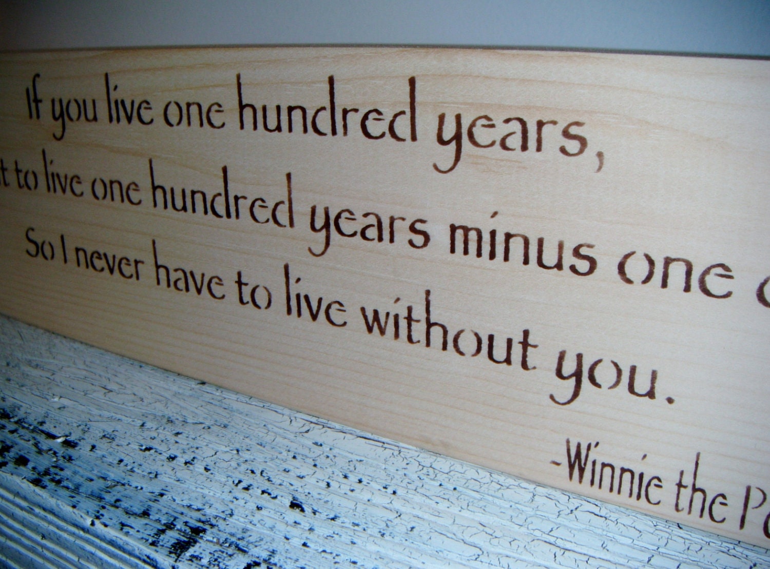 Classic Pooh Nursery Art, Rustic Nursery- "If you live one hundred years..." baby boy nursery, baby girl