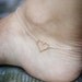 Hammered Heart Ankle Bracelet - Gold Filled Heart on Sterling Silver Chain - Mixed Metal Anklet
