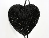 Heart Headband - Amor - black sequin heart fascinator, black headband. Valentine's Day, party, love.