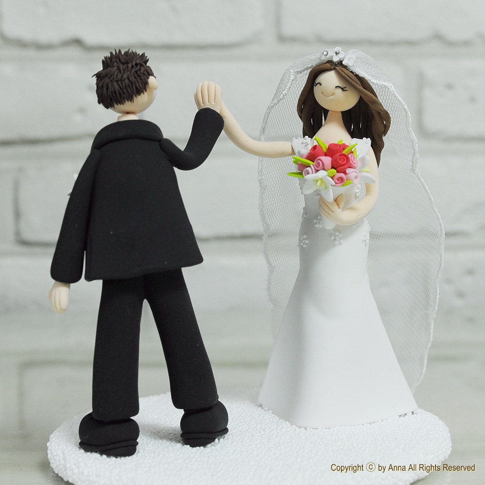 Cute couple Wedding Cake topper , Decoration, Keepsake - Hi -Five