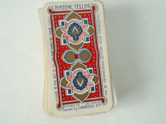 Vintage Carreras Fortune Telling Cards - Antique Rare 1926 Slim Full Deck of 36 - Complete Carreras Fortune Telling Card Deck