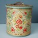 Kitchen Storage Canister - Floral Embossed Turquoise and Pink - Vintage