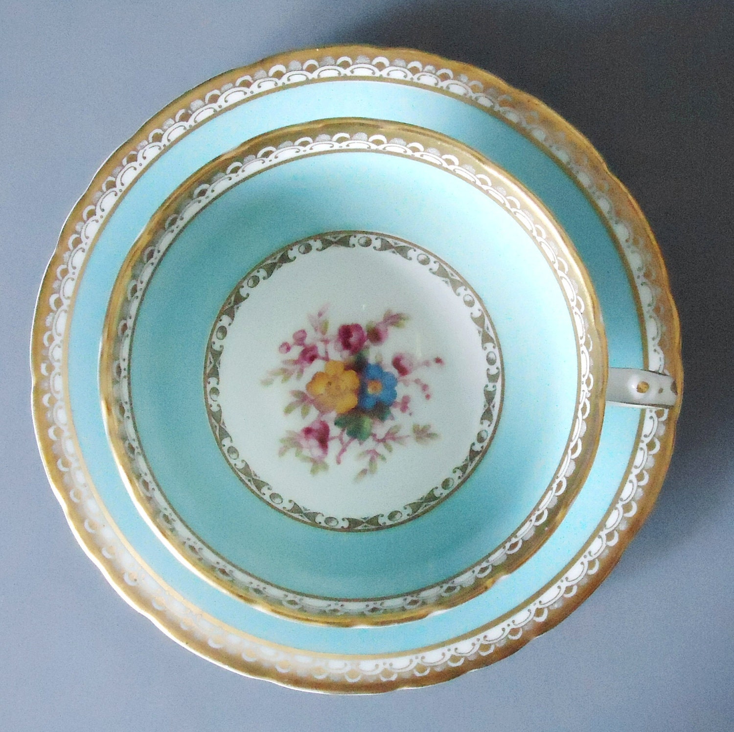 Vintage Sage Green Tea Cup and Saucer - HM Sutherland Sage Green Cup and Saucer - Teacup and Saucer Set
