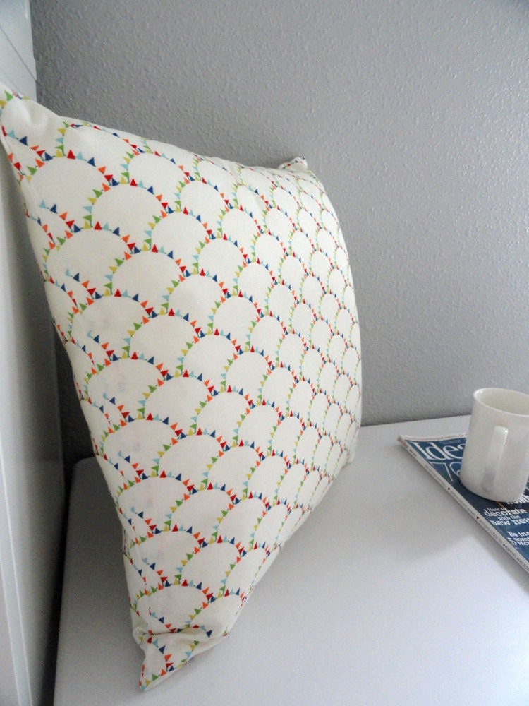 Decorative Designer Pillow Cover - Retro Style Bunting Flags - 16 inches - Nursery