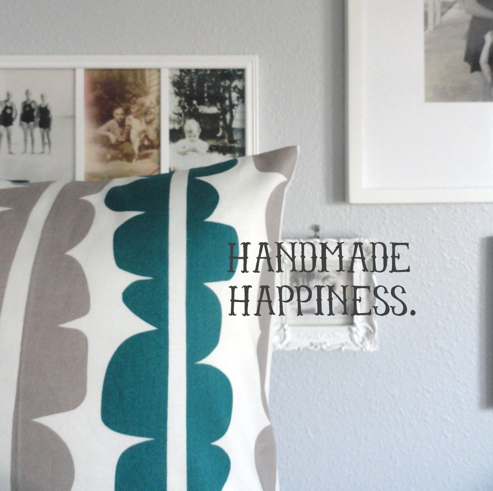 Designer Decorative Pillow Cover - Echo in Teal and Grey - 18 inch - Throw Pillow Cover