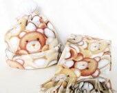 Fleece Hat & Scarf Set. Teddy Bear Print.