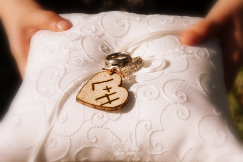 Ring Bearer Pillow - Rustic - Shabby Chic - Personalized with your Initials - White or Ivory