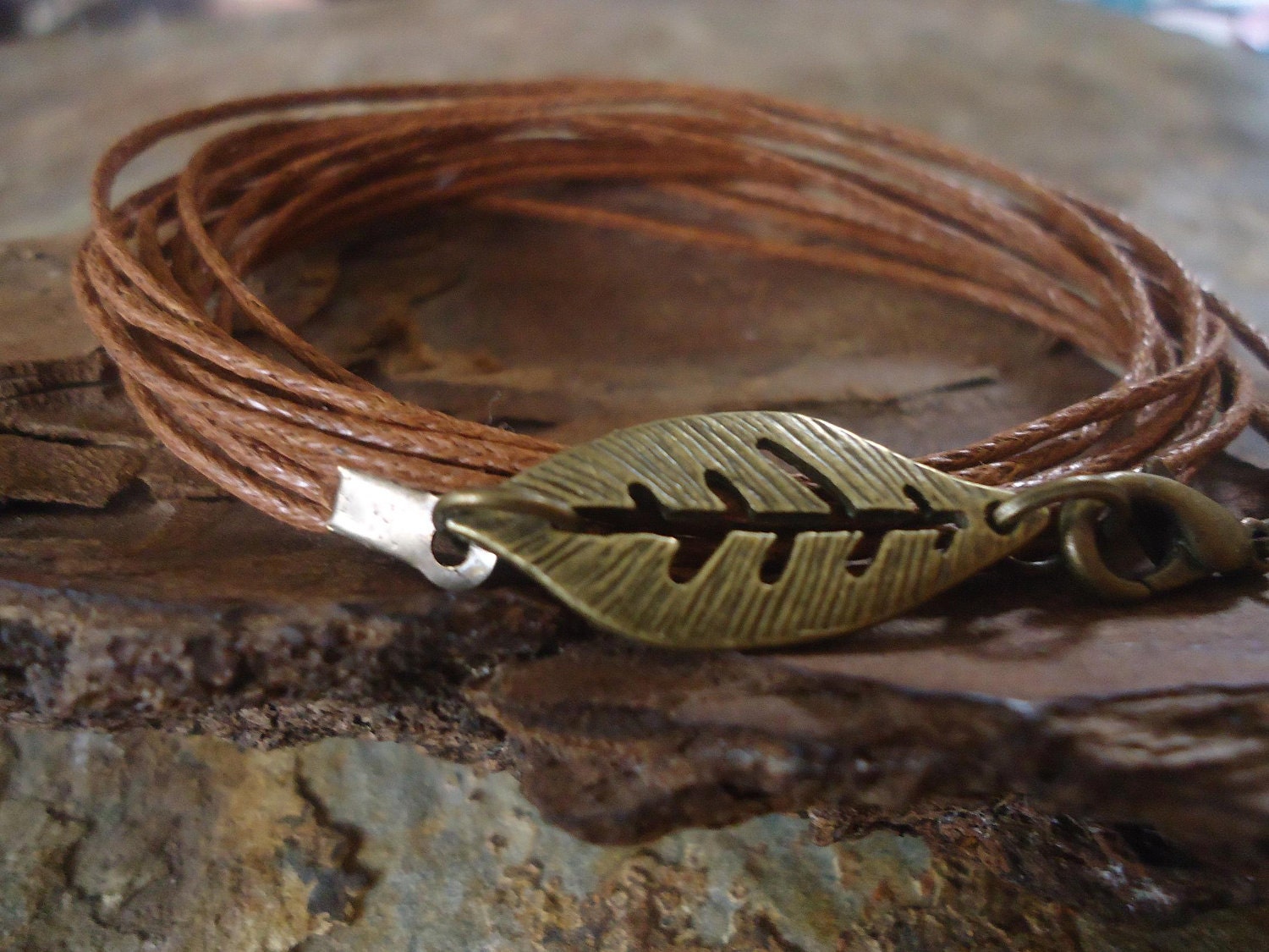 PUNCHED BRONZE LEAF Wrap Vintage Bracelet