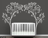 Tree Canopy Portal Wall Decal - White tree decal, brown tree, lilac tree - Very large trees - Modern Nursery Wall Decor