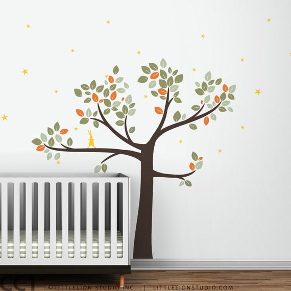 Follow the Little Rabbit Tree Wall Decal - Brown Tree decal & more colors