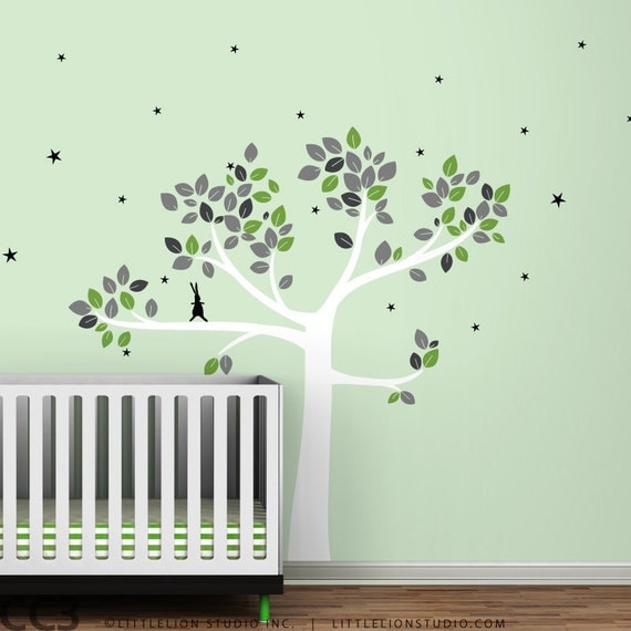 Follow the Little Rabbit Tree Wall Decal - Brown Tree decal & more colors