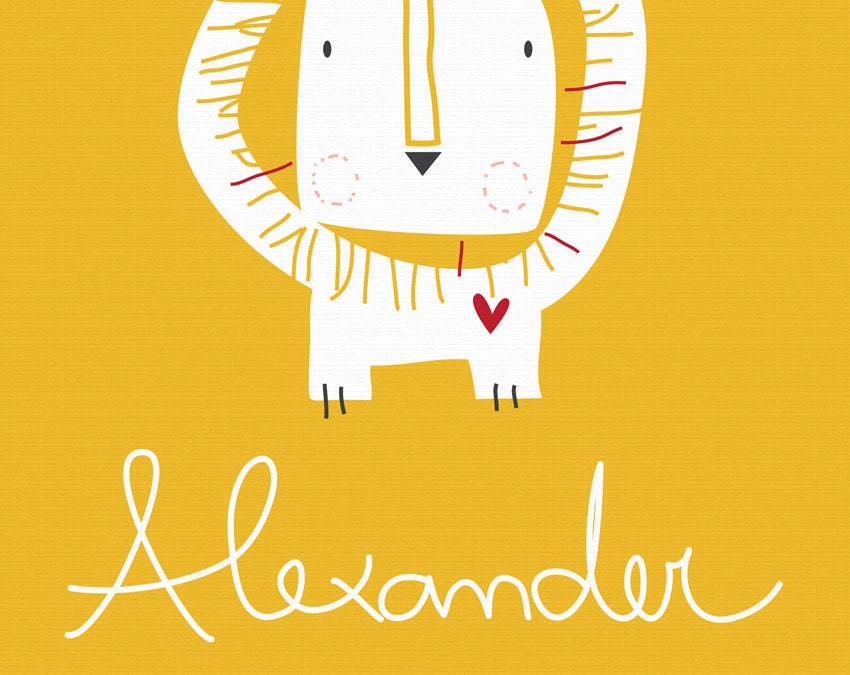 Children's wall art print little lion kids room decor custom baby name print - Unframed 11 3/4 x 15 3/4 - Lion King