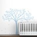 Fall Tree Wall Decal - White tree decal on blue wall - Baby Nursery Wall Decor