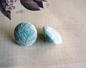 aqua lace button earrings handmade designs and vintage treasures by studio346