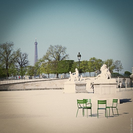 Chairs in the Tuileries Gardens, Paris - Polaroid - Fine Art Photograph