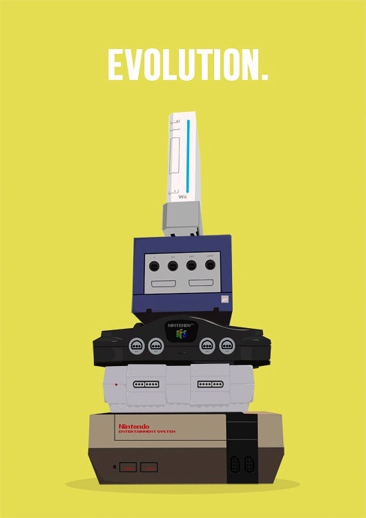 Nintendo Evolution - Next Generation Gaming Poster Print A3 / 11x14