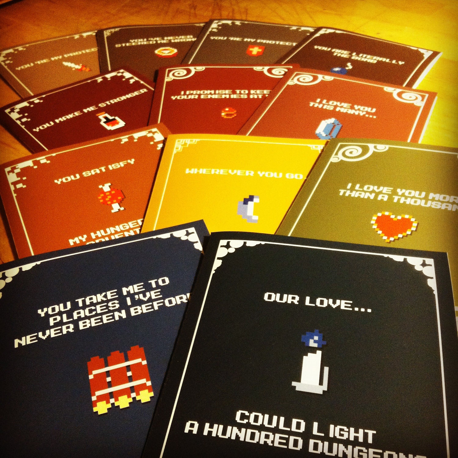 Legend of Zelda Inspired Gamer Art Card Set // 12 High Quality Greeting Cards w/ Linen Envelopes