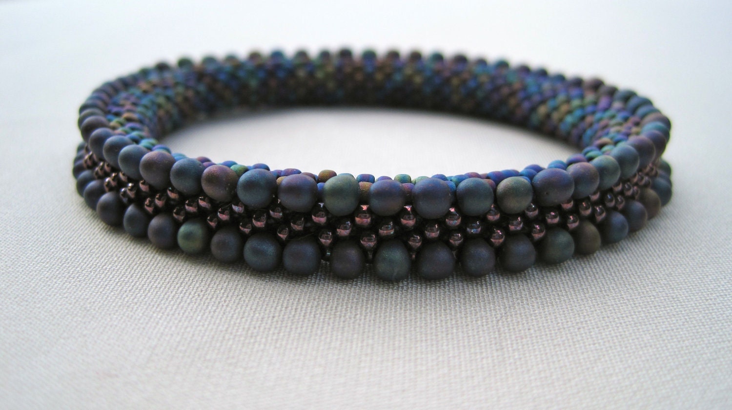 Bead Crochet Pattern:  Blue Iris Double Drop Bead Crochet Bangle Pattern