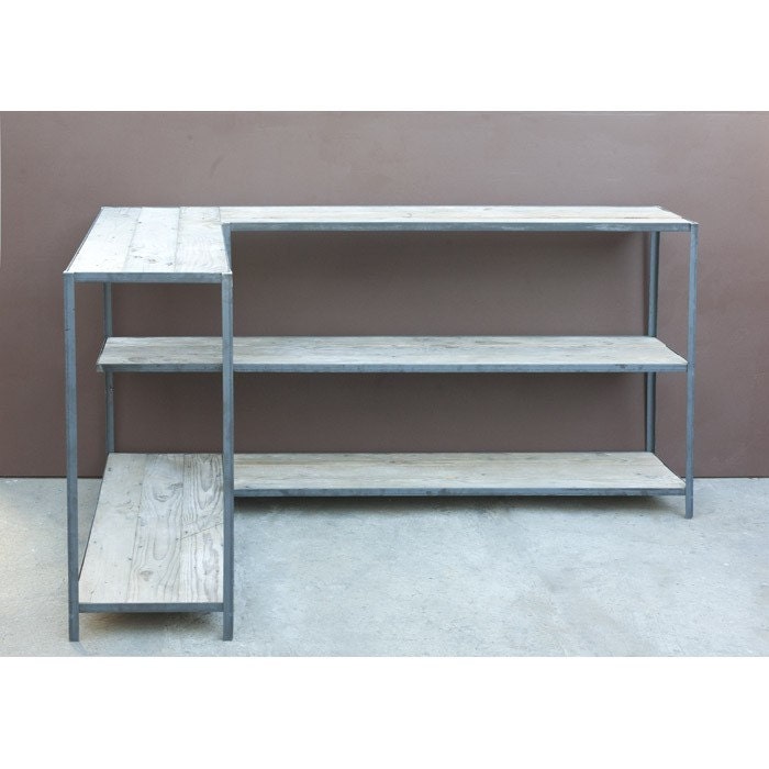 Reclaimed Wood and Iron Room Divider and Media Console