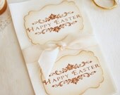 Easter Stickers Vintage Style Happy Easter Stickers In Chocolate Brown Ink