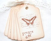 Butterfly Gift Tags Vintage French Style Butterfly on Script