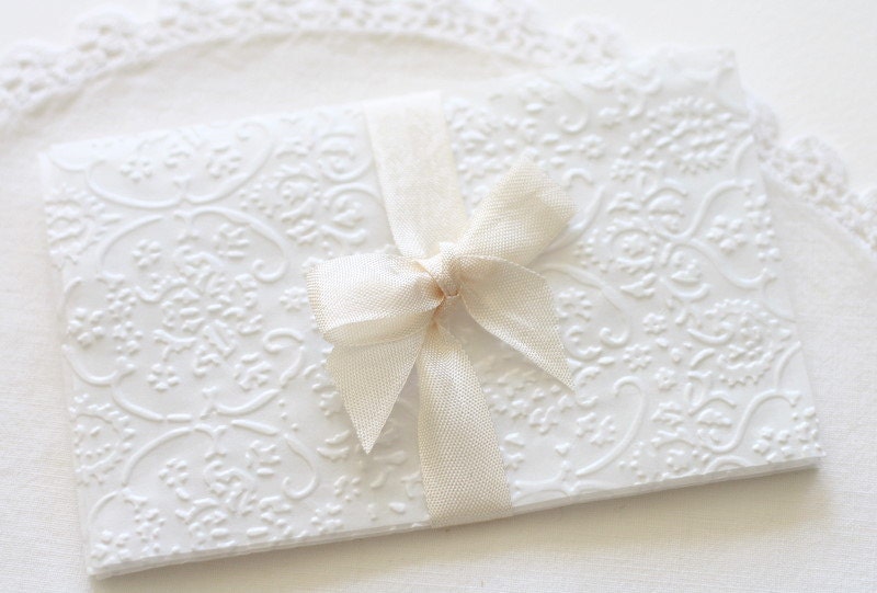 Glassine Gift Envelopes Embossed French Lace Glassine:Set of 20