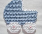 Blue Plastic Canvas Baby Buggy Magnet