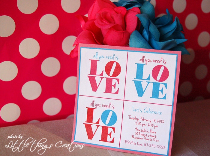 Printable- All you need is LOVE Party Collection- Invitations by Fara Party Design Il_570xn