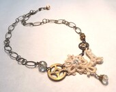 Bridal Necklace Victorian Steampunk Tatted Lace Clock Gears Tagt 123 cc loh ostat socal etsy guild tenx tt cccoe sos steam team madcap lb
