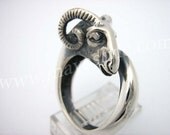 Sterling Silver Sheep Ram Aries Ring Animal Bague Mouton Bélier