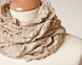 Versatile Scarf Cowl Loop Infinity Textured Natural Beige Embossed Tan safari fashion modern minimalist