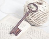 Vintage French Skeleton Key Big Huge Rusty Patina Antique Keys Steampunk Book Country Rustic Romantic Home