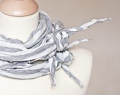 Versatile Scarf Modern Cowl Infinity Gray Stripes Geometric Minimalist Unisex men summer neutral silver nautical
