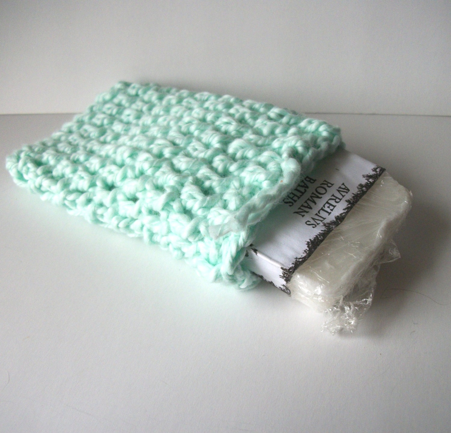 Mint Cotton Crochet Soap Saver Sack Super Soft For Sensitive Skin