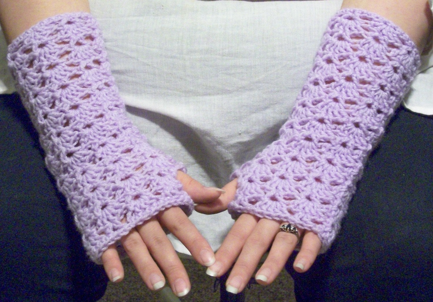 Clearance 50% off Lilac Fingerless Gloves Handmade Crochet Great For Texting OR Driving Long Ready To Ship OOAK
