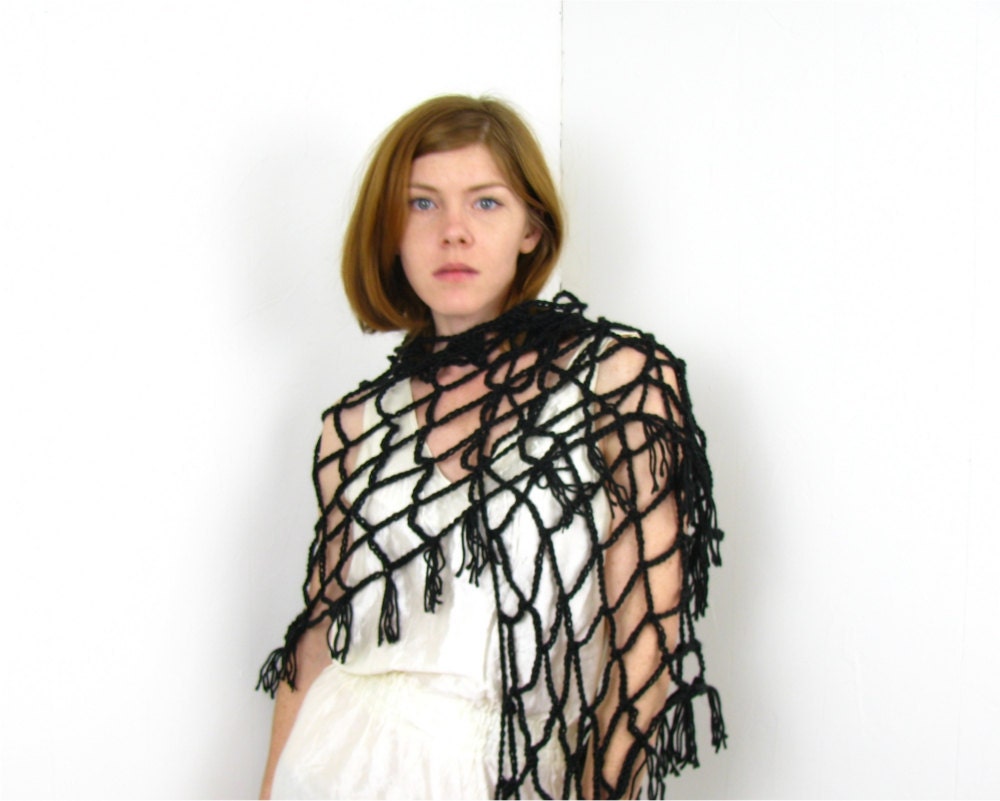 Custom Crochet Lace Shawl Fishnet Summer Weight Shawl Choose Colors And Sizes Goth Accessory